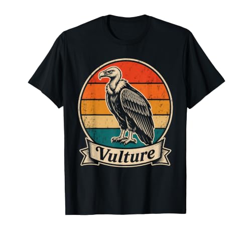 Image of Bird Watching Vulture Retro Sunset Badge T-Shirt