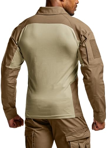 Image of CQR Men's Tactical Combat Shirt, 1 /4 Zip Long Sleeve Breathable Military BDU Training Top for Shooting, Hunting, Range Use