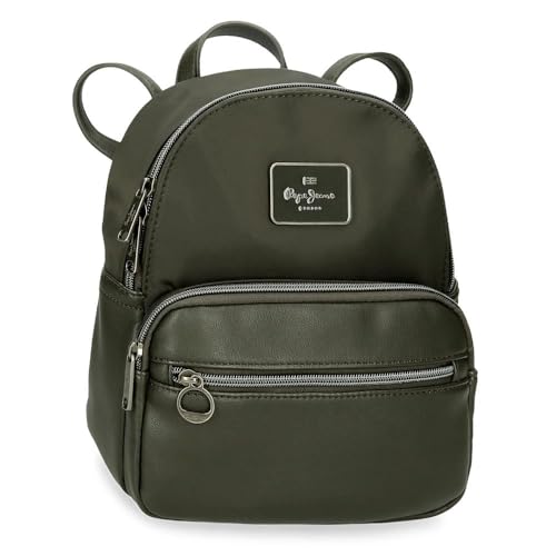 Pepe Jeans Christine Mochila Casual Verde 20x25,5x10 cms Poliéster con Detalles en Piel Sintética by Joumma Bags