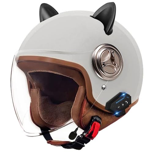 Casco Da Moto Vintage, Aperto, Certificato ECE, Bluetooth, Mezzo Casco Con Visiera, Casco 3/4 Per Uomo E Donna, Scooter, Street Cruiser A1,56-62cm