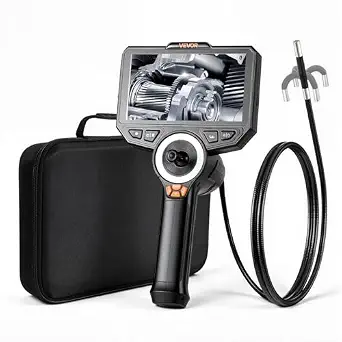 VEVOR 4-Way Articulating Borescope with Light, 1080P HD Industrial Endoscope Inspection Camera, Flexible Snake Scope for Wall, Automotive, Engine Inspection - 4.9FT