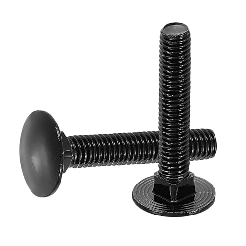 sourcing map 30Pcs Carriage Bolts, M6 x 35mm Stainless Steel 18-8 (304) Round Head Square Neck Screws Black Oxide Bolt Screw for Fastening Accessories - Black