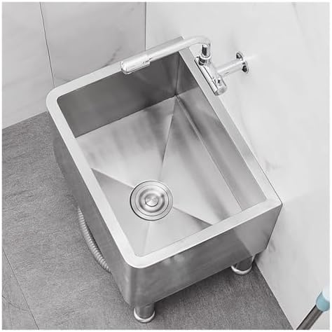 Stainless Steel Commercial Mop Sink, Durable Utility Tub for Efficient Cleaning in Restaurants, Kitchens, and Garages,Silver-Kit 2