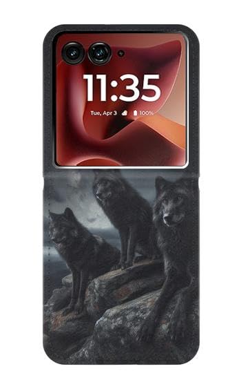 Housse Razr Ultra 2025 anti-choc étui rabat cuir motif lune