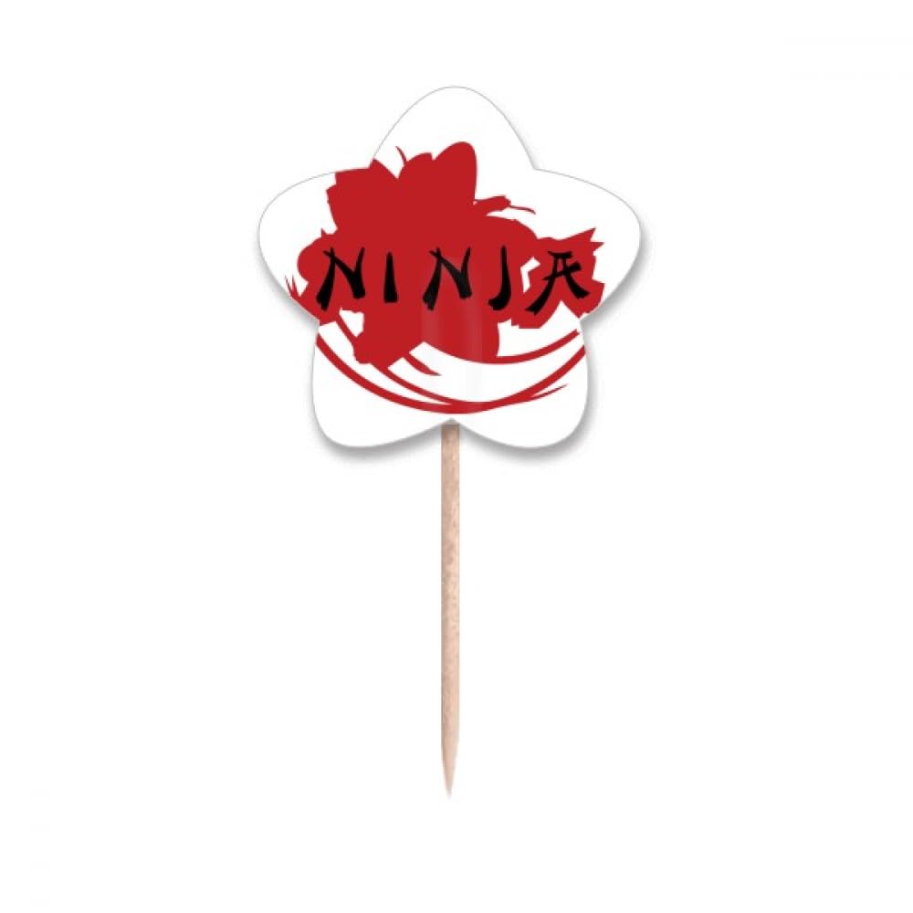 Cure-dents drapeaux Japon Ninja Étoile lable cupcake picks bois