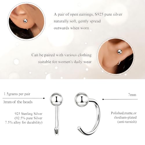 Image of Moissanite Stud Earrings for Men Women, 925 Sterling Silver 18K White Gold Plated, 1CT 6.5mm Round Cut, VVS1 D Color （0.6-2ct）