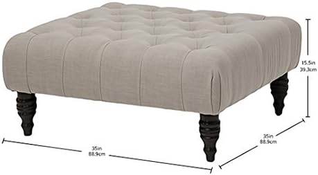 Baxton Studio Keswick Linen Modern Tufted Ottoman, Beige