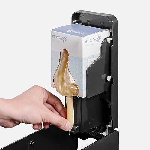 Image of Eversoft Wall-Mounted Manual Bag-in-Box Lotion Soap Dispenser, 800mL Lotion Hand Soap Sold Separately, Black 1550B-EZ