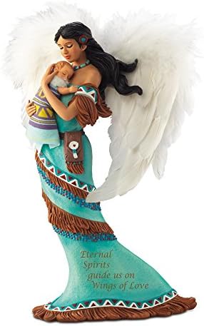 The Bradford Exchange 'Everlasting Love' Handcrafted Sculpture, Native American-Inspired Mother And Child Sculpture Embellished With Real Feather Wings, Fabric Accents And Sentiments Exclusively From