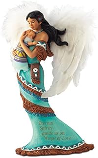 The Bradford Exchange 'Everlasting Love' Handcrafted Sculpture, Native American-Inspired Mother And Child Sculpture Embellished With Real Feather Wings, Fabric Accents And Sentiments Exclusively From
