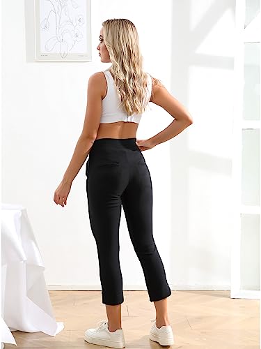 JAMfit Women's Pull-On Capri Pants Stretch High Waist Dressy Casual Cropped Pants with Pockets4