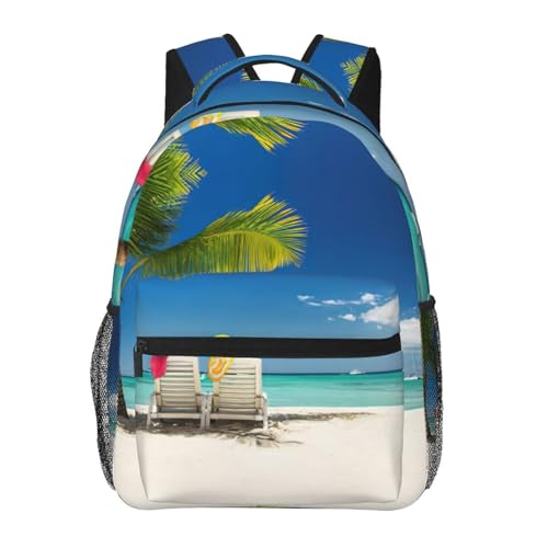 Sac à dos léger OdDdot en toile noire avec imprimé palmier pour ordinateur portable homme femme