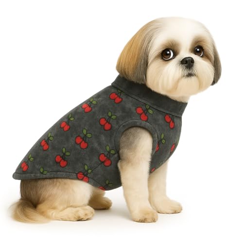 Image of The Pets Company Dog Winter Coat Jacket, Clothes, Windproof, Reversible, Light Weight, Washable, Ultra Warm Thick Fleece Lined Dog Vest for Cold Weather Protection, (Grey Cherry, Small - 14 Inch)