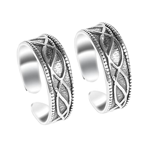 Image of Clara 925 Sterling Silver Size Adjustable Toe Rings Pair Gift for Women