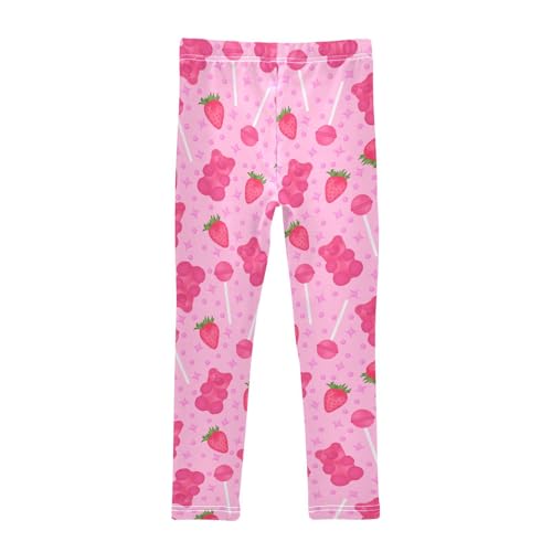 Lollipop Jelly and Strawberry Girls Leggings,Workout Leggings for Girls Toddler Athletic Leggings Size for 3-10T2