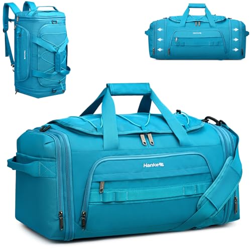 Hanke Duffle Bag for Travel, Dual Expandable Weekender Bags, Caribbean Blue