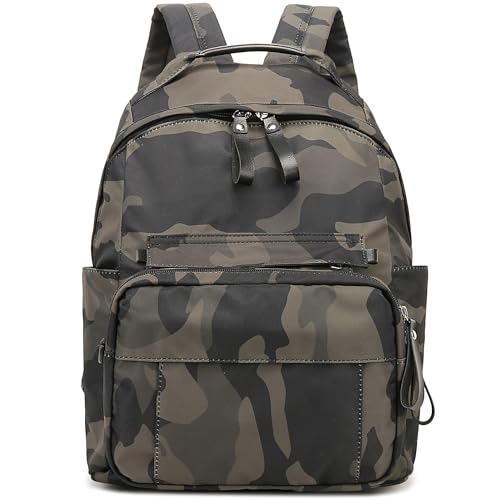 PAKFIEKS Women Nylon Waterproof Travel Backpack with detachable Crossbody bag Large lightweight laptop backpack for daily (Camo)