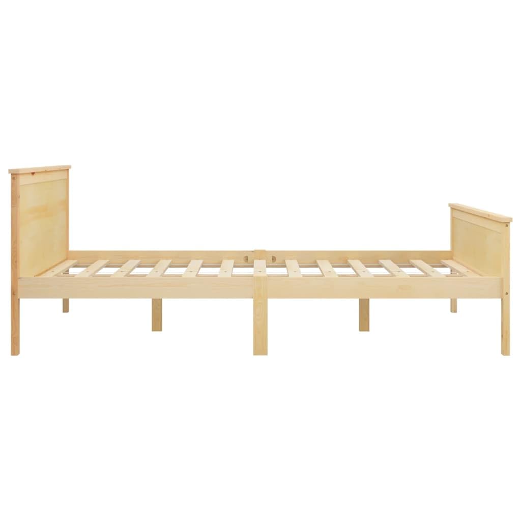Marco de cama de madera maciza para dormitorio, 120 x 200 cm, madera de pino natural, plataforma estable con cabecero para adultos, jóvenes, muebles robustos sin colchón