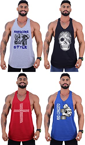 Kit 4 Regatas Longline Super Cavada Masculina MXD Conceito Várias Estampas Casuais Academia Treino M