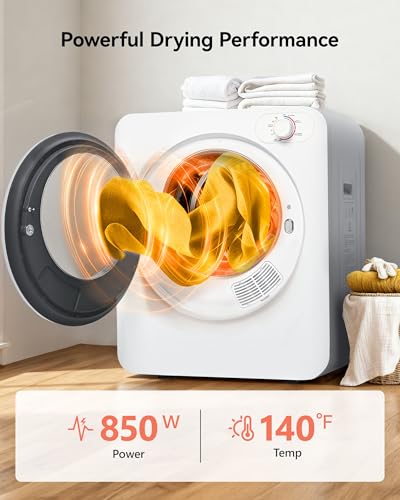 Image of Euhomy Portable Clothes Dryer, 1.5 Cu.Ft. Portable Dryer, 850W Drying Machine with Front-Loading Stainless Steel Drum, 5 Functions, Suitable for Apartments, Dorms, RVs, Small Spaces