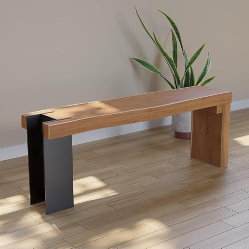 homary Modern Rustic Entryway Bench, 47.2'' Solid Wood Hallway Bench