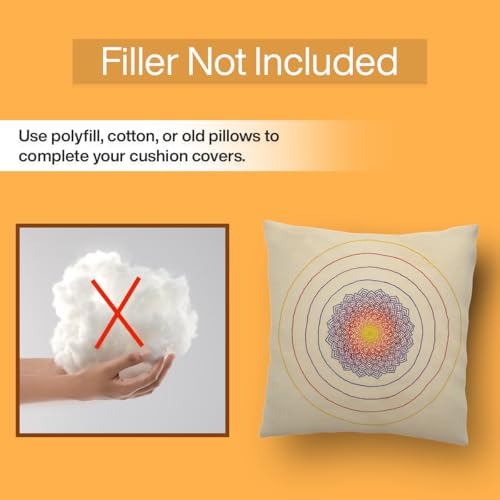 Image of Embroiderymaterial Mandala DIY Embroidery Sofa Cushion Cover Cross Stitch Embroidery Kit for Adult & Beginners Friendly Craft Kit, Hand Embroidery Kit for Decorative Pillow Covers (2PC, 16x16 Inch)