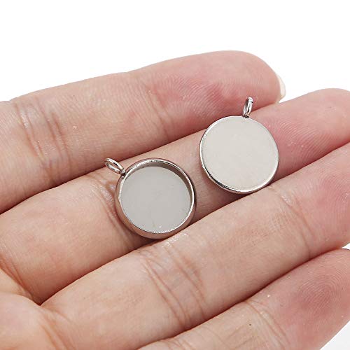 100 Pieces Pendant Trays Fit 12Mm Stainless Steel Round Blank Bezel Blanks Trays Pendant For Jewelry Making Tool And Diy Craft (Silver) #TOP5