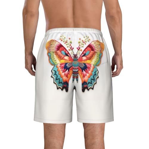 Embroidery Colorful Butterfly Print Stylish Beach Shorts Swim Trunks Lightweight Breathable Summer Outdoor Activities3
