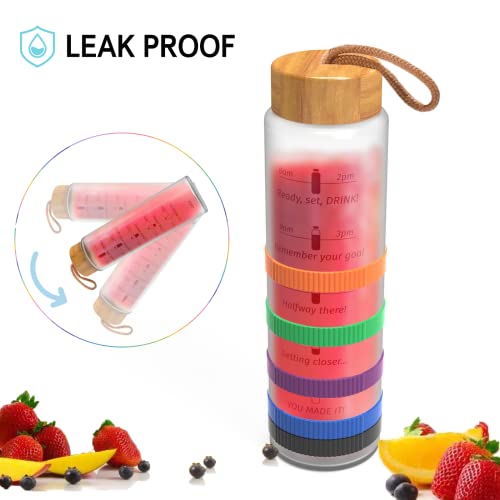 Wemburly Glass Water Bottles 32 Oz Motivational Water Bottles Cute Water Bottles For Women Borosilicate Glass Water Bottle With Silicone Sleeve #TOP6