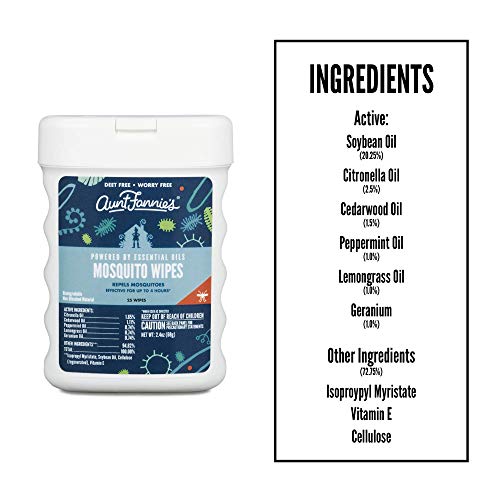 Aunt Fannie's Mosquito Wipes For Indoor/Outdoor Protection, Pop-Up Dispenser (25-Count Canister) #TOP6