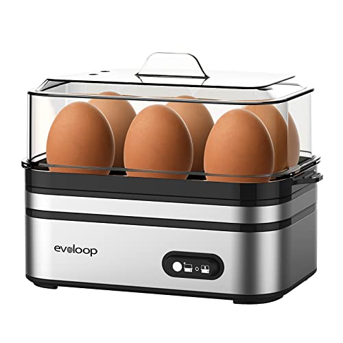Comparison: Best Electric Egg Poacher 9 Evoloop Rapid Egg Cooker Electric 6 Eggs Capacity, Soft, Medium, Hard Boiled, Poacher, Omelet Maker Egg Poacher With Auto Shut-Off, BPA Free