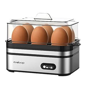 Rapid Egg Cooker Electric 6 Eggs Capacity, Soft, Medium, Hard Boiled, Poacher, Omelet Maker Egg Poacher With Auto Shut-Off, BPA Free