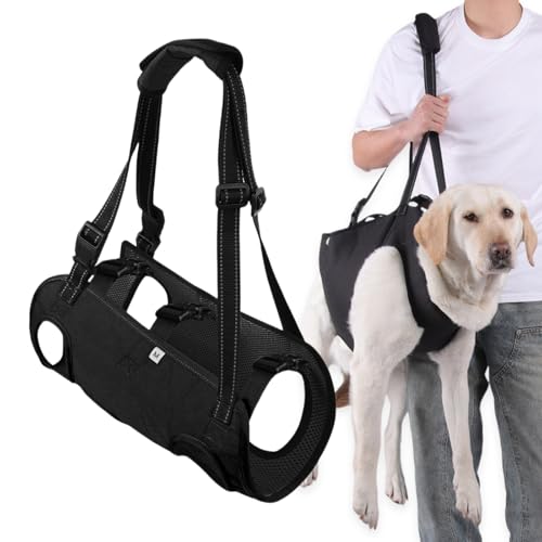 Imbracatura per Sollevamento Cani, Imbracatura per Ascensori per cani Regolabile, Supporto per Sollevamento Cani per Riabilitazione, Gilet Riabilitazione per cane Anziani Disabili Paralisi, Nero (M)