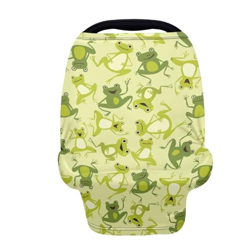Image of Binienty Funny Frogs Animal Print Infant Stroller Covers for Baby Boys Girls, Stretchy Multi-Use Breastfeeding Scarf for Women Carseat Canopy for High Chair /Shopping Cart /Stroller