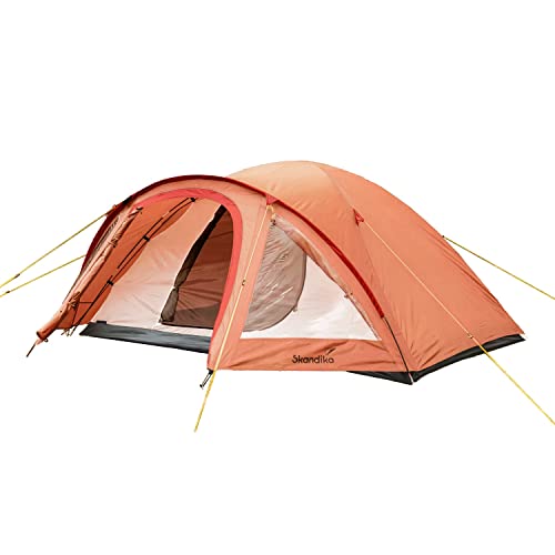 Skandika Kuppelzelt Larvik für 3 Personen | Camping Zelt mit Vorbau, wasserdicht 3000 mm, Dreiecksfenster, Moskitonetz, leichtes Trekkingzelt | Outdoor Iglu Zelt, Festivalzelt