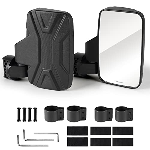 Evermotor UTV Side Mirrors with 1.6" to 2" Roll Cage Bar, 360° Ro...