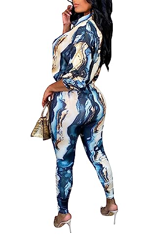 Image of YouSexy 2 Piece Legging Pant Sets for Women Floral Print Long Sleeve Tracksuits Outfits
