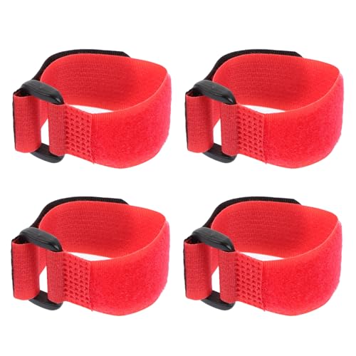 SMASOLO Collares para Aves de Corral sin Ruido, 4 Piezas de Nailon Rojo, Cintas Ajustables Antipicoteo para Patos, Gansos y Gallinas, Banda para Cuello Resistente y Práctica para Granjas