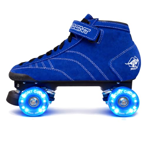 Bont Skates - Prostar Blue Suede Professional Roller Skates with Glow Light Up Led Wheels - Indoor and Outdoor -Bont 5.5 (5.5)