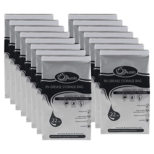 Aussio (15 Pack) Disposable Grease Storage Bags for Cooking Oil Disposal RV Grease Bags for Kitchen Cooking - Temperature Up to 200