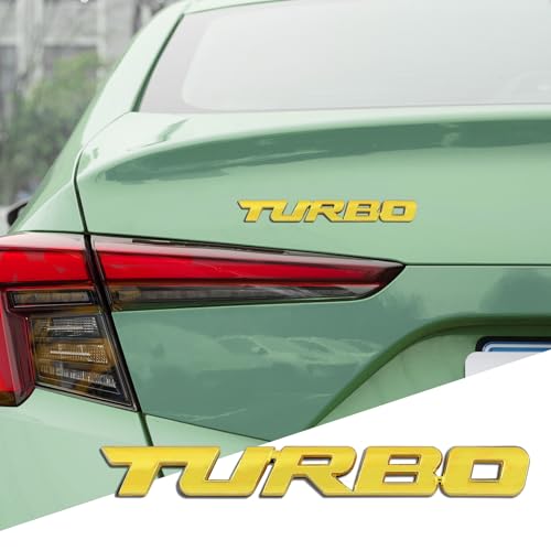 Image of ASUBHA Turbo Car Emblem Decal, Emblems and Badges, 3D Metal Emblem Badge Sticker with Turbo Letters, Universal Car Accessories Zinc Alloy Badge Decals Sticker Fit for Most Vehicles Trucks SUVs