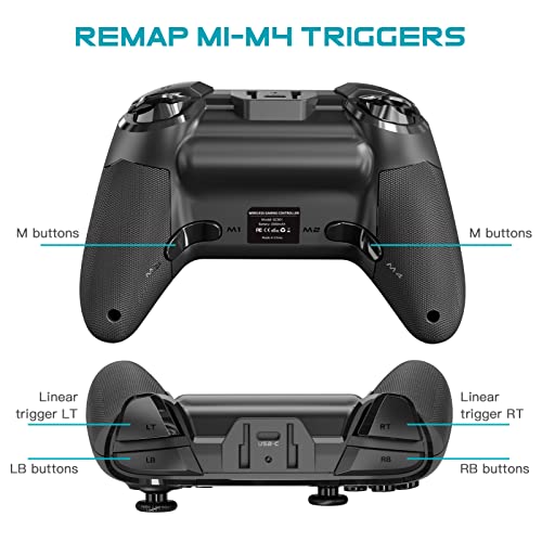 Forty4 Wireless Gaming Controller, Led Dots Display Bluetooth Gaming Controller, Programmable M, Dual Vibration Gamepad, Compatible With Android, Ios, Switch, Ps3, Windows Pc #TOP2