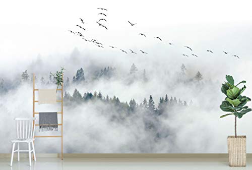 3D Forest Cloud Goose 0483 Wall Paper Print Decal Deco Wall Mural Self-Adhesive Wallpaper Aj Us Muzi (Vinyl (No Glue & Removable), 【123”X87”】312X219Cm(Wxh)) #TOP16