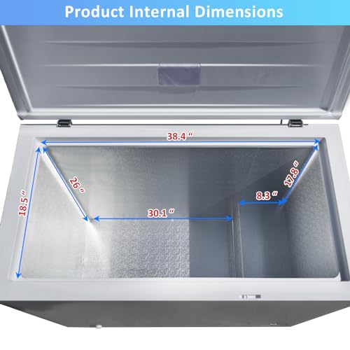 Image of Smad Deep Chest Freezer 14.0 Cu. Ft. Large Freezer with Lock and 3 Removable Baskets, 4 wheels, Adjustable Thermostat, Low Noise, Garage Ready for Home, Kitchen, White