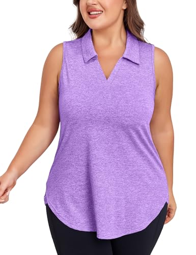 FOREYOND Plus Size Sleeveless Golf Shirt