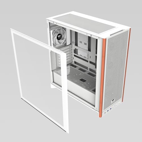 Image of Thermaltake S370 WS; Mid Tower Chassis; Wood Front Trim; 4x120mm Fans Included; 410mm GPU Clearance; up to E-ATX; Hidden Connector Support (ATX /mATX);Vertical GPU Support;Snow;CA-11J-OOM6WN-00