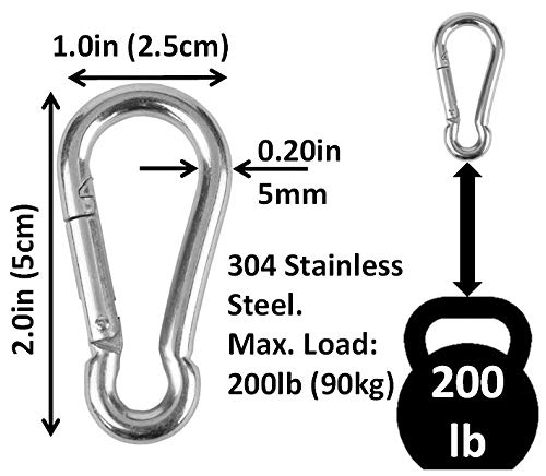 image for Branded Boards Heavy Duty Stainless Steel Carabiner Spring Snap Clip L