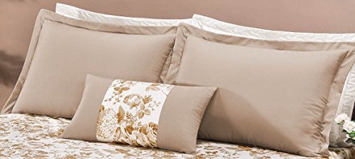 Cobre-Leito Bia Enxovais Cáqui Tecido Queen