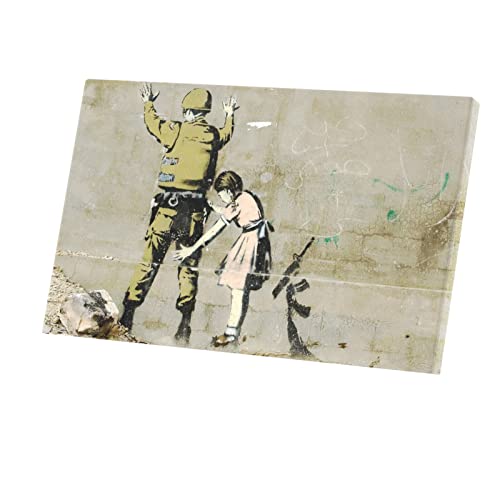 Toile imprimée Banksy Fillette Soldat tableau street art graffiti décoration murale 96x60