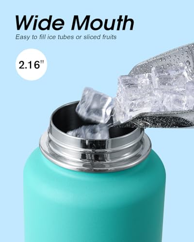 Image of Coolflask 40 oz Water Bottle Insulated with Straw & 3 Leakproof Lids